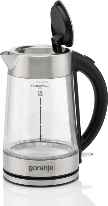 Чайник электрический Gorenje K17GDWII 1.7л. 2200Вт черный корпус: стекло/металл/пластик