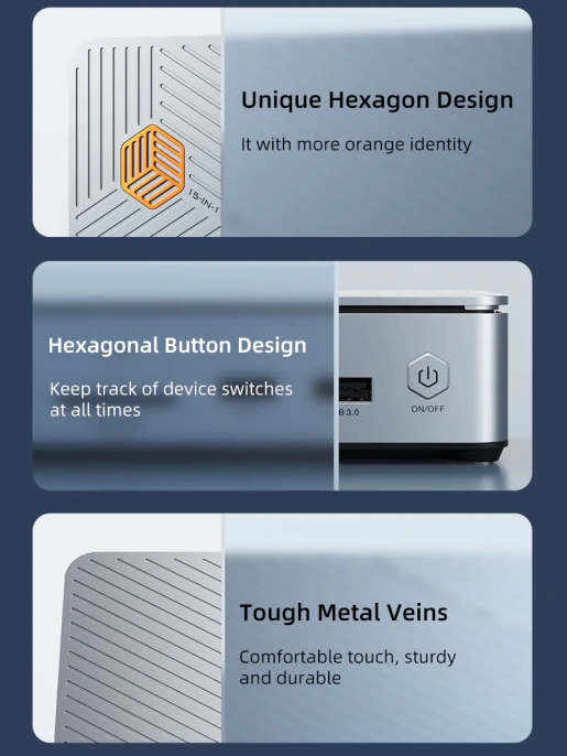 Многопортовая док-станция CABLETIME CB14G (CT-DK142-AG) с 3 монитора 2 порта HDMI DisplayPort 8K USB 3.0 Ethernet