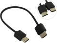 Greenconnect Кабель SLIM 0.2m HDMI 2.0, черный Slim, OD3.8mm, HDR 4:2:2, Ultra HD, 4K 60 fps 60Hz, 3D, AUDIO, 18.0 Гбит/с , 32/32 AWG, GCR-51593