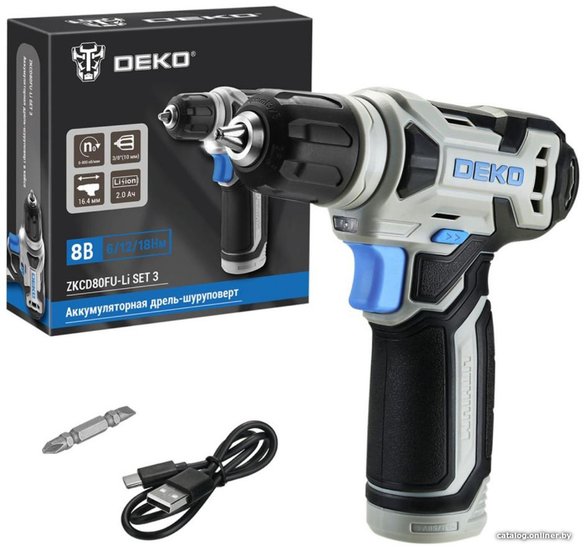 Аккумуляторная дрель-шуруповерт DEKO ZKCD80FU-Li SET 3 063-4128
