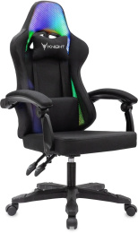 Кресло игровое KNIGHT Wolf RGB, ткань, до 120кг, шарнирные подлокотники,  черный