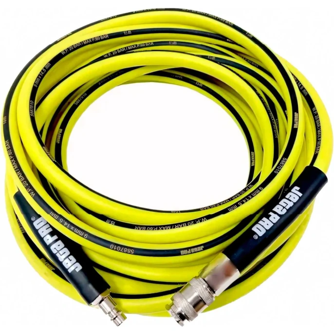 Шланг гибкий ПВХ с фитингами 9x14.5 мм, 15 м, желтый Jeta PRO 5887015