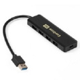 USB-Хаб концентратор 4-в-1 ExeGate DUB-4P/1 кабель-адаптер USB3.0 -- 4xUSB3.0, доп. разъем USB Type-C для подключения источника питания, Plug&Play, черный EX293980RUS