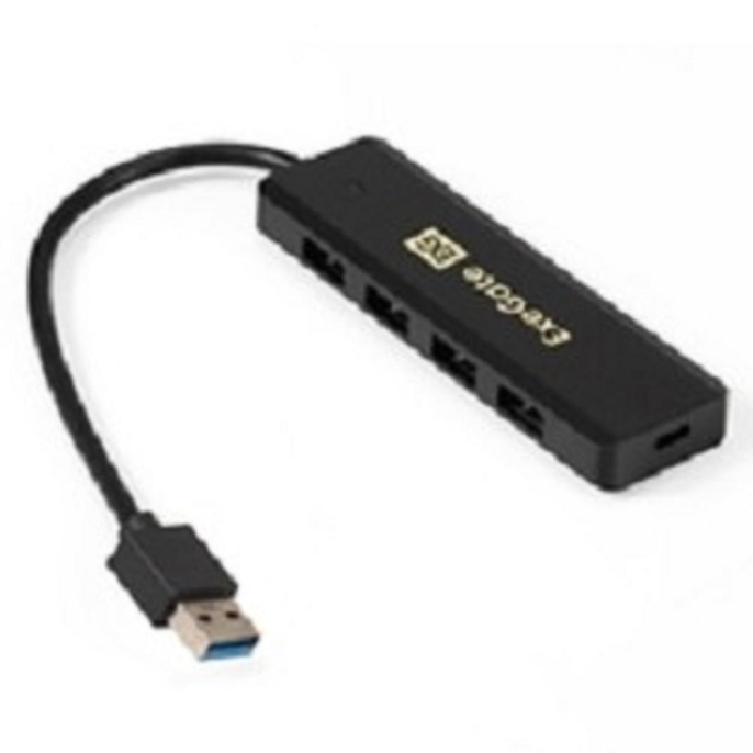 USB-Хаб концентратор 4-в-1 ExeGate DUB-4P/1 кабель-адаптер USB3.0 -- 4xUSB3.0, доп. разъем USB Type-C для подключения источника питания, Plug&Play, черный EX293980RUS