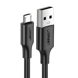 Кабель UGREEN US289-60134, USB-A 2.0 to Micro USB, 2A, силиконовый круглый, 0.25m, Black