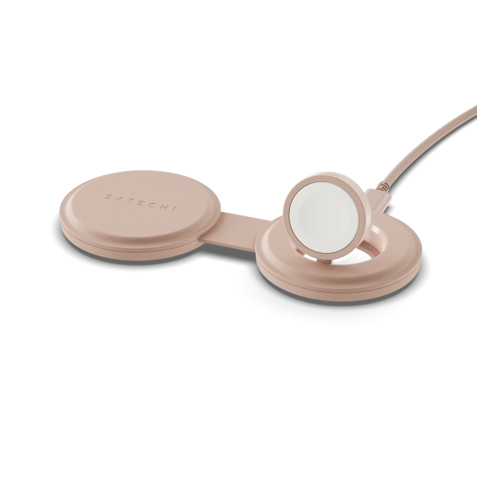 Переносное зарядное устройство Satechi Qi2 OntheGo 2-in-1 Wireless Charger. Цвет: нежно-розовый (ST-QTG21R)