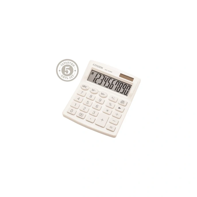 Настольный калькулятор Citizen 10 разрядов, двойное питание, белый SDC-810NR-WH