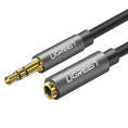 Кабель UGREEN AV118 10592 3.5mm Male to 3.5mm Female Extension Cable. Длина: 1м. Цвет: черный/серый 10592_