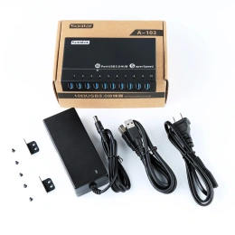 USB-Hub Sipolar A-103 10-портовый промышленный концентратор USB3.0 с высокоскоростной передачей данных, мульти-быстрое зарядное устройство, разветвитель с адаптером питания 12V5A