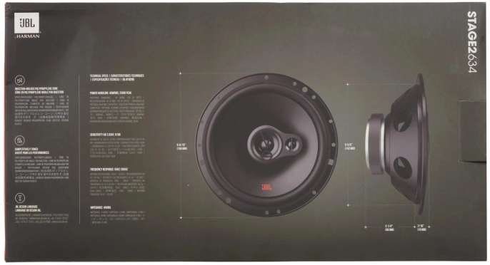 Колонки автомобильные JBL Stage2 634 250Вт 91дБ 4Ом 16см 6.5дюйм ком.:2кол. коаксиальные трехполосные