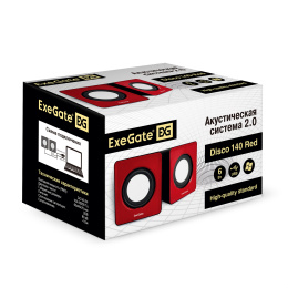 Акустическая система 2.0 ExeGate Disco 140 Red (питание USB, 2х3Вт (6Вт RMS), 100-20000Гц, красный, Color Box) EX289920RUS