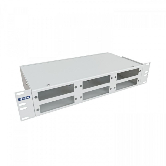 NTSS Кросс NTSS оптический 19'' укомплектованный 2U, 48 портов SC/UPC, 9/125 мкм планки, сплайс-кассета 2шт, пигтейлы, КДЗС, адаптеры серый RAL 7035 NTSS-RFOB-2U-48-SC/U-9-SP1.5G1AY