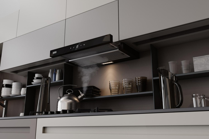 Вытяжка Franke Best TOUCH BK 50, 50см, 750 м3/ч, сенсорное управление, LED освещение, Угольный фильтр Ф-07 приобретается отдельно , цвет: нержавеющая сталь, лицевая планка: черное стекло 315.0702.967