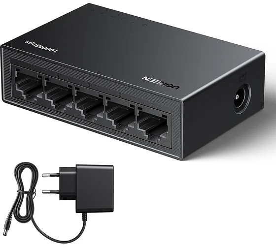Коммутатор сетевой UGREEN CM833 35492EU 5-Port Gigabit Ethernet Switch PC+ABS Housing EU. Цвет: серый