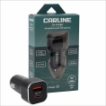 Автомобильный адаптер CARLINE 2хUSB (USB QC 3.0 + PD Type C), в прикуриватель 12/24 В, цвет черный, упаковка коробка CH-2U-TC