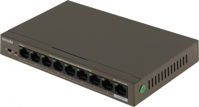 Коммутатор Tenda TEF1109P-8-63W 9x100Мбит/с 8PoE 58W неуправляемый