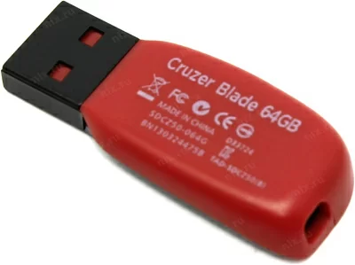 SanDisk USB Drive 64Gb Cruzer Blade SDCZ50-064G-B35 {USB2.0, Black-Red}