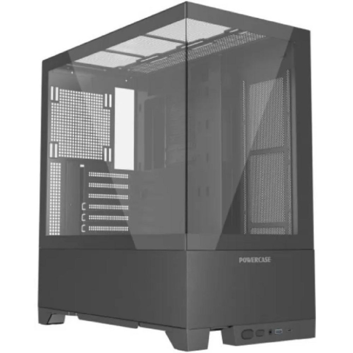Powercase Vision Black V2, Tempered Glass, чёрный, ATX CVBAV2-L0