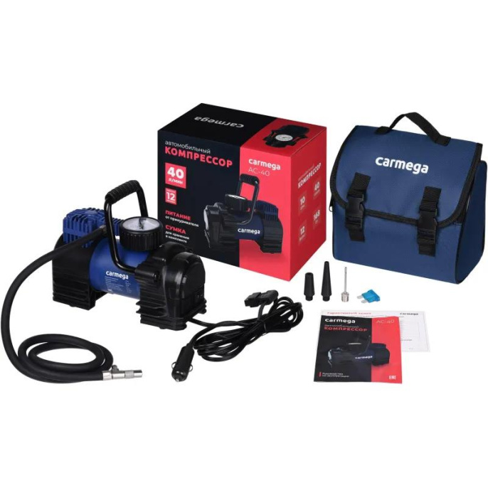 Автомобильный компрессор Carmega AC-40 40л/мин шланг 1м