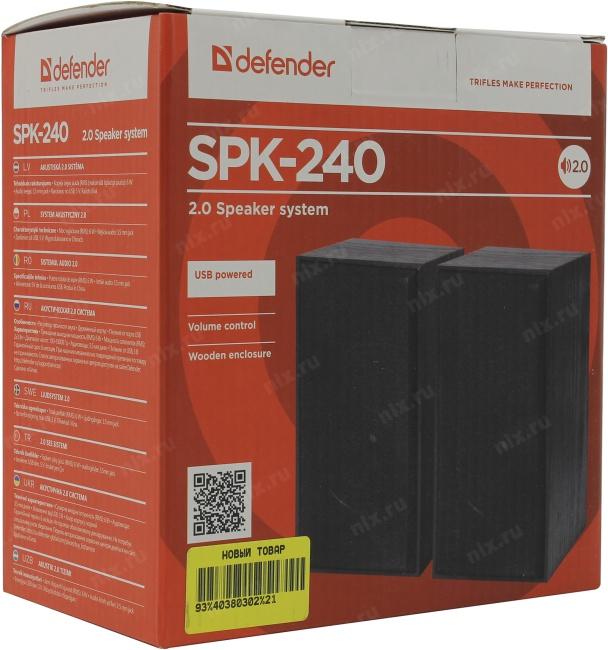 Колонки Defender SPK 240, 2.0, черный [65224]