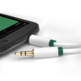 Greenconnect Кабель аудио 1.5m jack 3,5mm/jack 3,5mm белый, зеленая окантовка, ультрагибкий, 28 AWG, M/M, Premium GCR-AVC1662-1.5m, экран, стерео