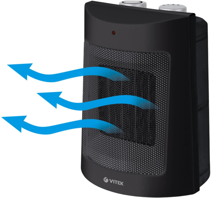 Тепловентилятор керамический Vitek Midnight VT-2064,  1800Вт,  с термостатом, 2 режима, черный