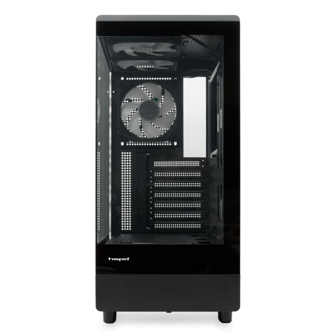 Корпус без блока питания Case HSPD F510, Panoramic Mid Tower, Black, TG, 0.5 SPCC, 3x120mm ARGB Orbis F1 ATX, mATX, mITX 180/280/160mm 1x2.5", 1x3.5", 7xPCI 2xUSB-A 3.0 356x218x467mm (F510-TGBK-ARGB)