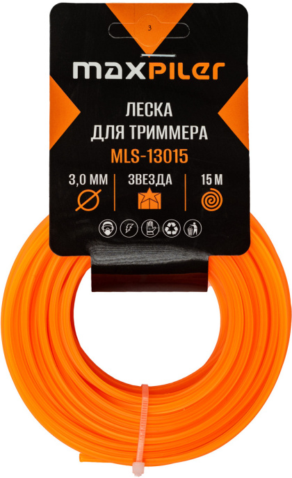 Леска для триммера Maxpiler MLS-13015 3ммх15м, звезда