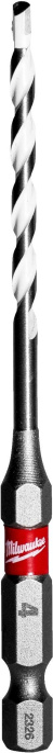 Сверло Milwaukee 4x90 мм HEX 4932471092 для использования с ударными шуруповертами и всеми типами инструментов с трехкулачковым патроном, позволяет сверлить бетон, кирпич, черепицу, газобетонные блоки, тонкий металл, алюминий, керамическую плитку от мя