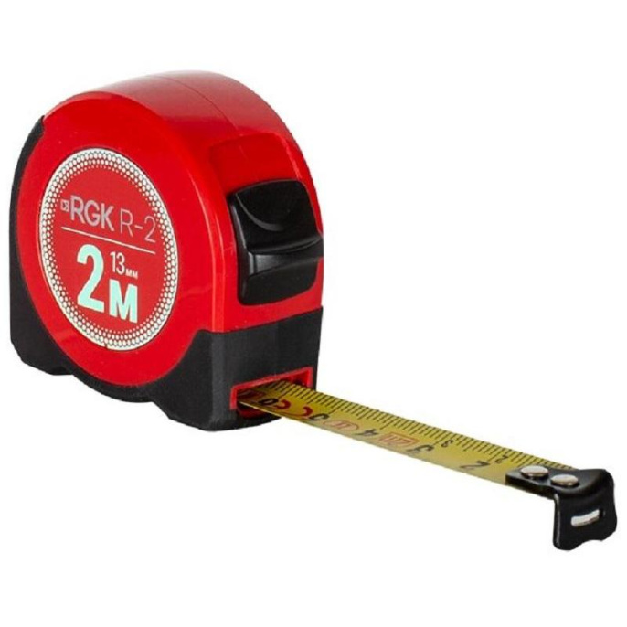 Рулетка строительная RGK R2 дл.полотна 2м изм.шкала в см зацеп простой красный/черный 755887