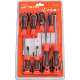 Набор отвёрток Airline SL3-SL6, PH0-PH2, блистер, 8 предметов ATAU038