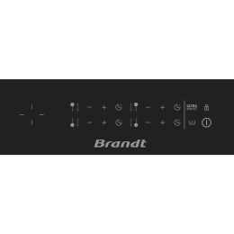 Варочная поверхность Brandt Индукционная варочная панель Brandt, 4 зоны приготовления, 14 уровней мощности, индикация остаточного тепла, таймер, Ultraboost, черный цвет (BPI3641PB)