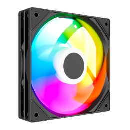 Powercase Вентилятор M53-14 ARGB Black 140x140x25mm PWM, 80шт./кор, 4pin PWM M+F + 3pin ARGB M+F , 600-1800±10% об/мин Bulk