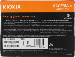 Накопитель SSD 500GB Toshiba Kioxia Exceria G2 M.2 2280, PCI-E 3x4, NVMe [R/W - 2100/1700 MB/s] BiCS FLASH TLC LRC20Z500GG8