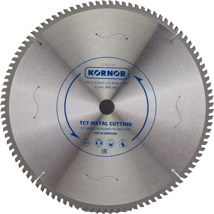 Диск пильный по алюминию (355х25.4 мм; 100 зубьев; TCT) KORNOR 11355100