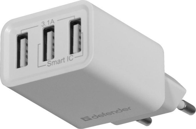 Defender Сетевой адаптер UPA-31 белый, 3xUSB, 5V/3.1А 83587