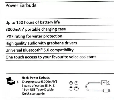 Наушники с микрофоном Nokia Power Earbuds BH-605 Black (Bluetooth 5.0 с регулятором громкости) 8P00000093