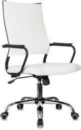 Кресло руководителя Бюрократ CH BALANCE SL, экокожа, до 150кг, топ-ган, фиксированные подлокотники,  белый