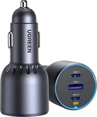 Автомобильное зарядное устройство UGREEN EC703 (35024) 75W 2*USB-C PD 3.0&USB-A w/o Cable Fast Car Charger. Цвет: серый