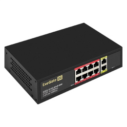 Exegate EX299021RUS Коммутатор неуправляемый ExeGate EDES-1010D.8PoE-96W 10-портовый UTP 10/100 Base-Tx: 8 портов IEEE 802.3af PoE , мощность PoE: 25W, суммарно 96W, 2 порта RJ45 uplink, настенный/н