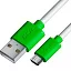 GCR Кабель 3.0m MicroUSB, белый, зеленые коннекторы, быстрая зарядка, 28/24 AWG, GCR-53229