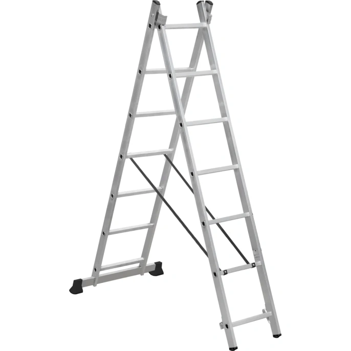 Алюминиевая лестница Scala двухсекционная универсальная 2х7 ступеней. Серия Sc 2007 SC2007