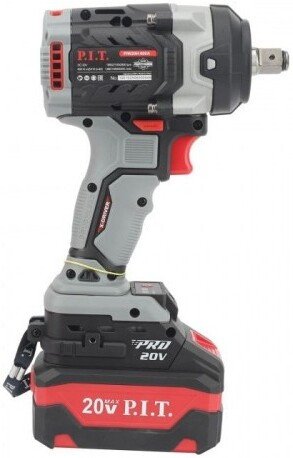 Гайковерт P.I.T. PIW20H-600A/2 (аккумуляторный, бесщеточный, 20В, 600Нм, 1/2", 3 ск, 0-2800 уд/мин, 2х4Ач)