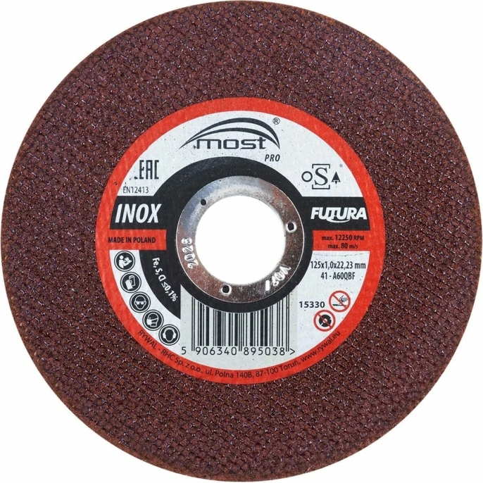 Круг отрезной Pro inox 41 по нержавеющей стали 125x1x22 мм MOST 9414712510