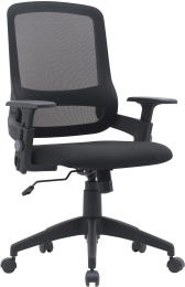 Кресло Cactus CS-MC313-BK, сетка/ткань, до 100кг, топ-ган, регулируемые 1D подлокотники,  черный
