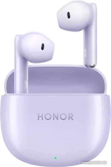 Наушники Honor Earbuds X6 Purple PET-T10 парное соединение, индикатор состояния, поиск наушников, прием/сброс вызова, управление воспроизведением, 20 - 20000 Гц, Bluetooth 5.3