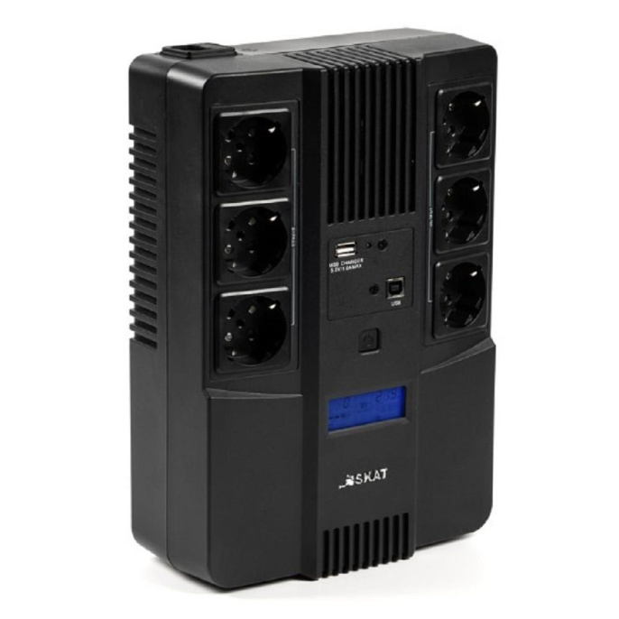 ИБП Бастион SKAT-UPS 800-AID-IN-1x9 {Line-interactive, 800/480Вт, LCD-дисплей, USB/ RJ-45, АКБ 1х 9Ач, сверху ЕВРО 3+3, МПТ} 8935