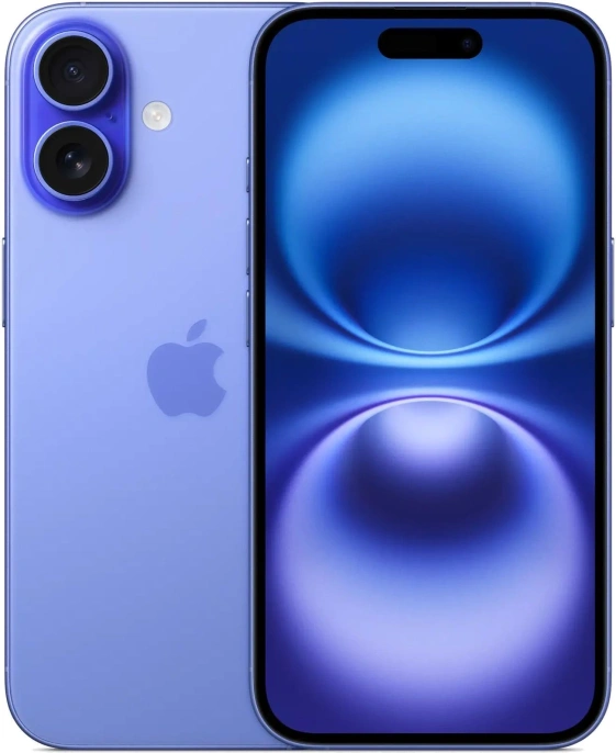 Смартфон Apple iPhone 16 128GB Ultramarine A3286 MYDU3J/A 6.1", 1179×2556, OLED, Apple A18, ОЗУ 8GB, 128GB, 48 Мп, 460 ppi, BeiDou, GPS, Galileo, QZSS, ГЛОНАСС, Bluetooth 5.3, Nano-SIM eSIM, Li-ion