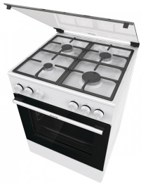 Плита Газовая Gorenje GG6A11WF белый стеклянная крышка реш.чугун