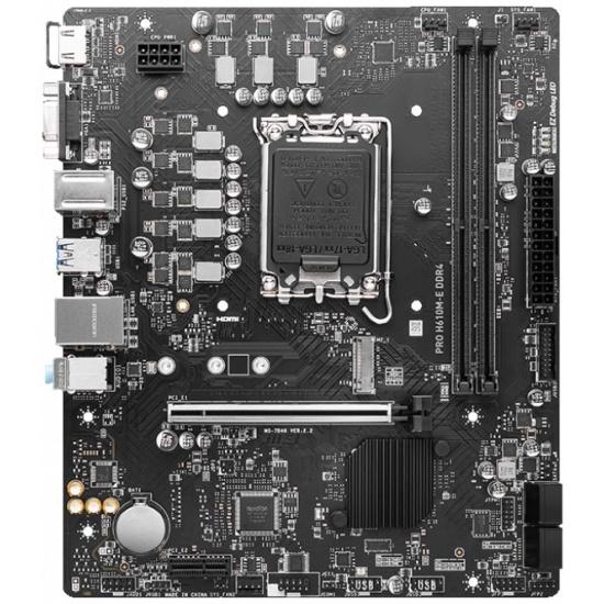 Материнская плата MSI PRO H610M-E DDR4 H610, LGA1700, 2*DDR4, 1*PCIEx16, 1*PCIEx1, 1*M.2, 4*USB3.2Gen1, 8*USB2.0, 4*SATA3.0, 1G, VGA, HDMI, M-ATX, RTL